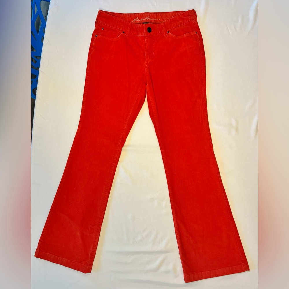 Eddie Bauer Womens Orange Corduroy Pants Jeans size 4